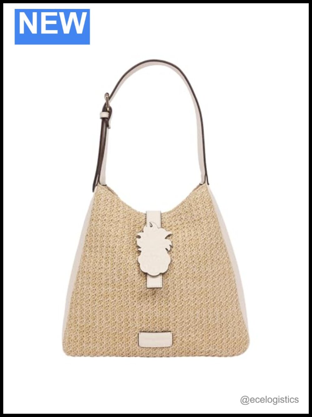 Woven Straw Hobo Bag | Adjustable Shoulder Strap | Magnetic Snap Closure |